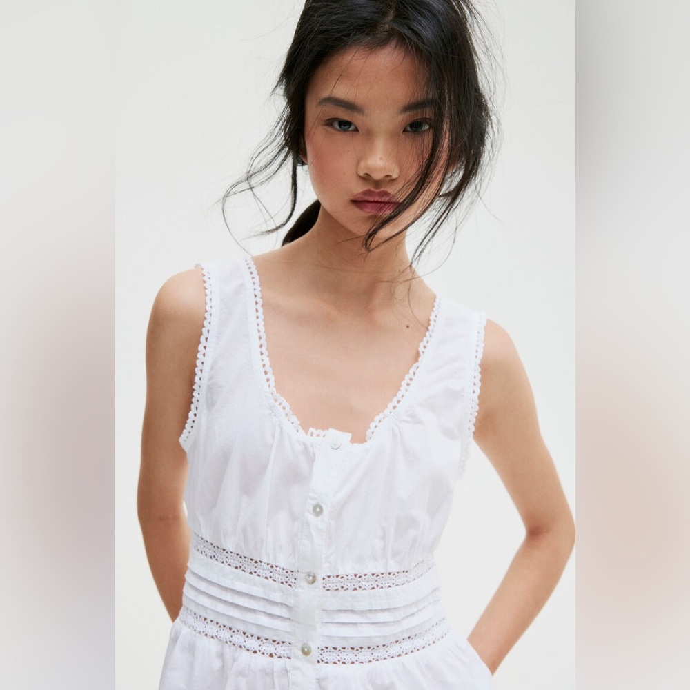 H&M DIVIDED Women's PEPLUM VEST TOP - White- XL - Picture 2 of 10